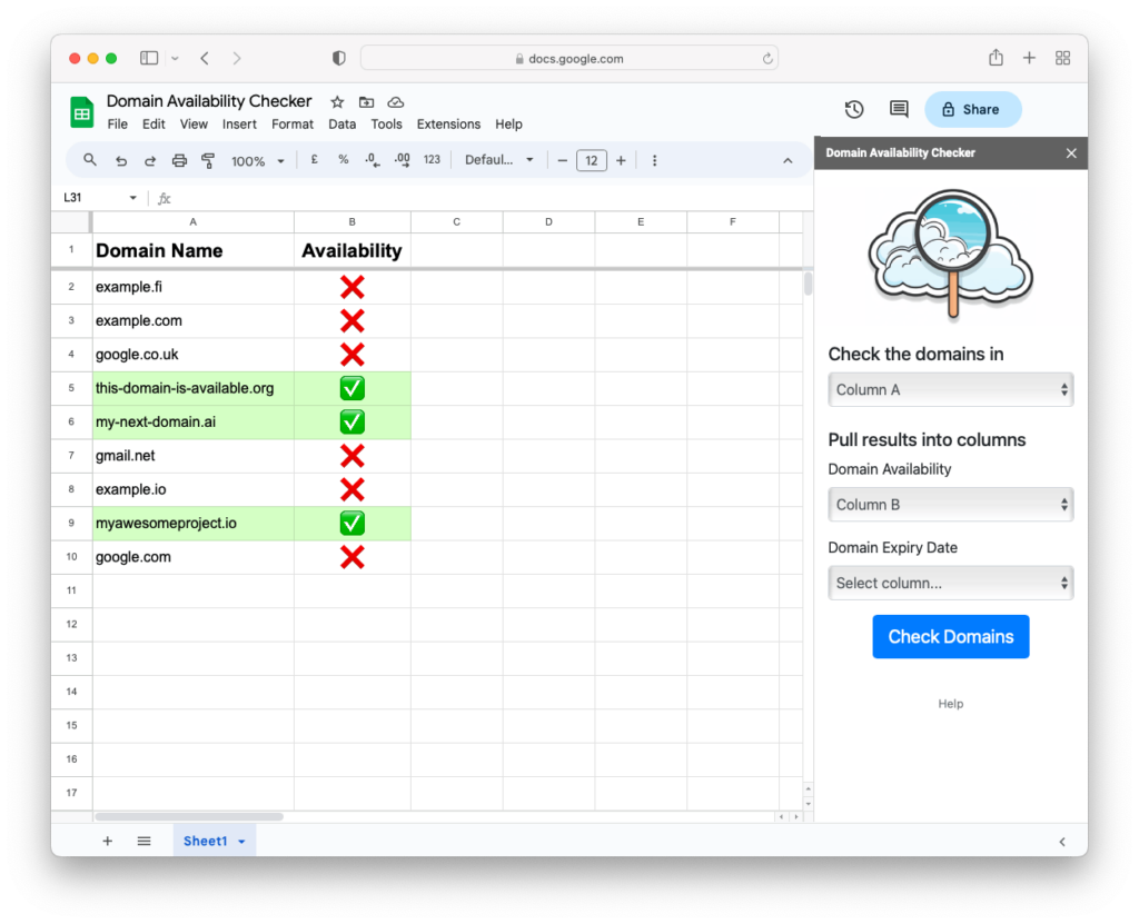 Domain Availability Checker screenshot